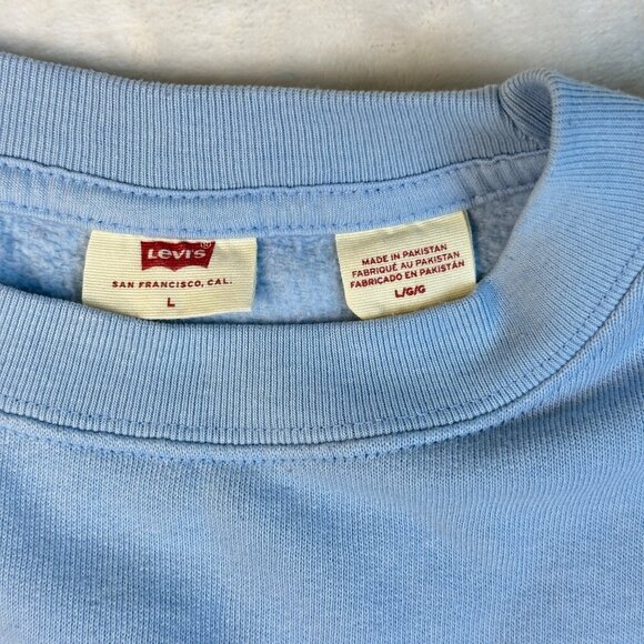 Levis Crewneck Sweatshirt Blue Sz L Unisex Pullover Fleece Soft Comfy Casual - Picture 3 of 8